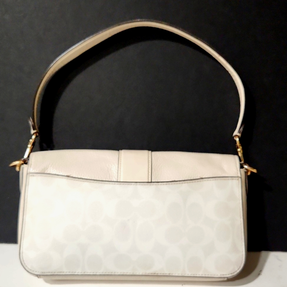 Coach Georgie Signature Leather Shoulder Hand Bag C4067 Chalk - Picture 4 of 15